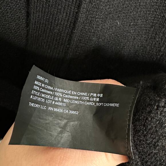 THEORY Long Cardigan in Cashmere Black {BB2} - Picture 7 of 7